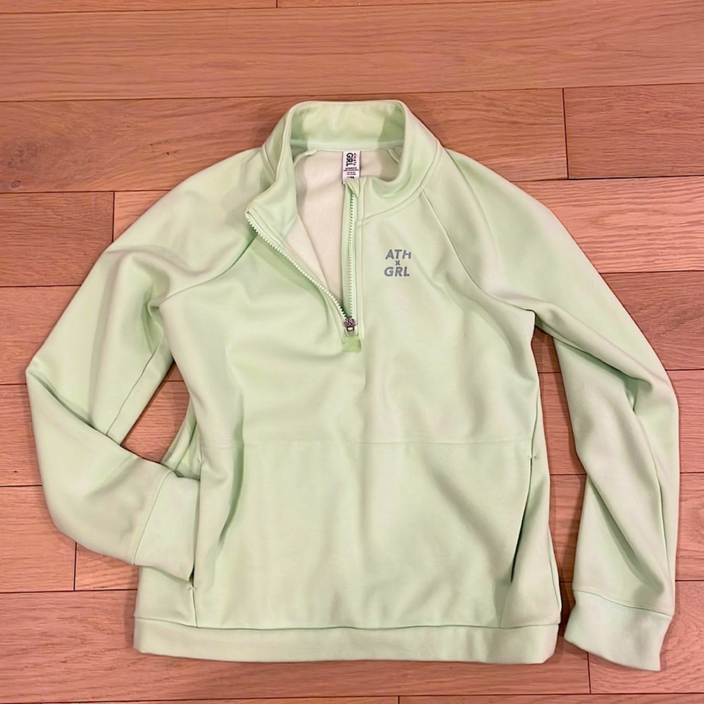 Girl’s Athleta Half-Zip Sweatshirt in Mint Green